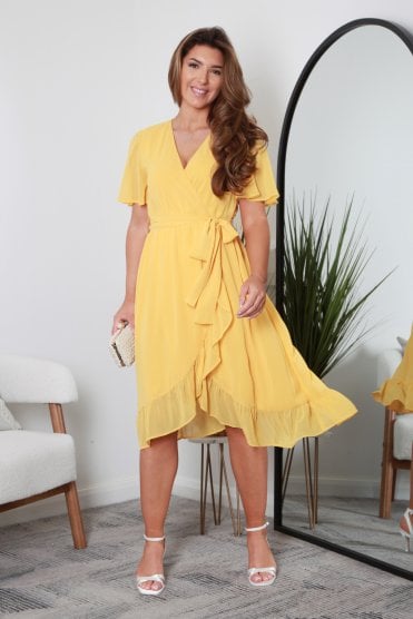 Chiffon Wrap Dress With Tea Sleeves