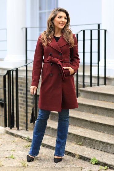 Double Breasted Belted Coat