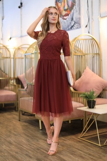 Lace Dress With Tulle Skirt