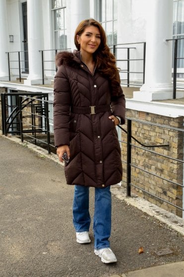 Long Padded Belted Puffer