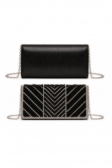 Pearl And Rhinestone Embellished Clutch Bag