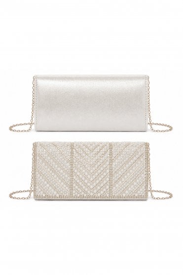 Pearl And Rhinestone Embellished Clutch Bag