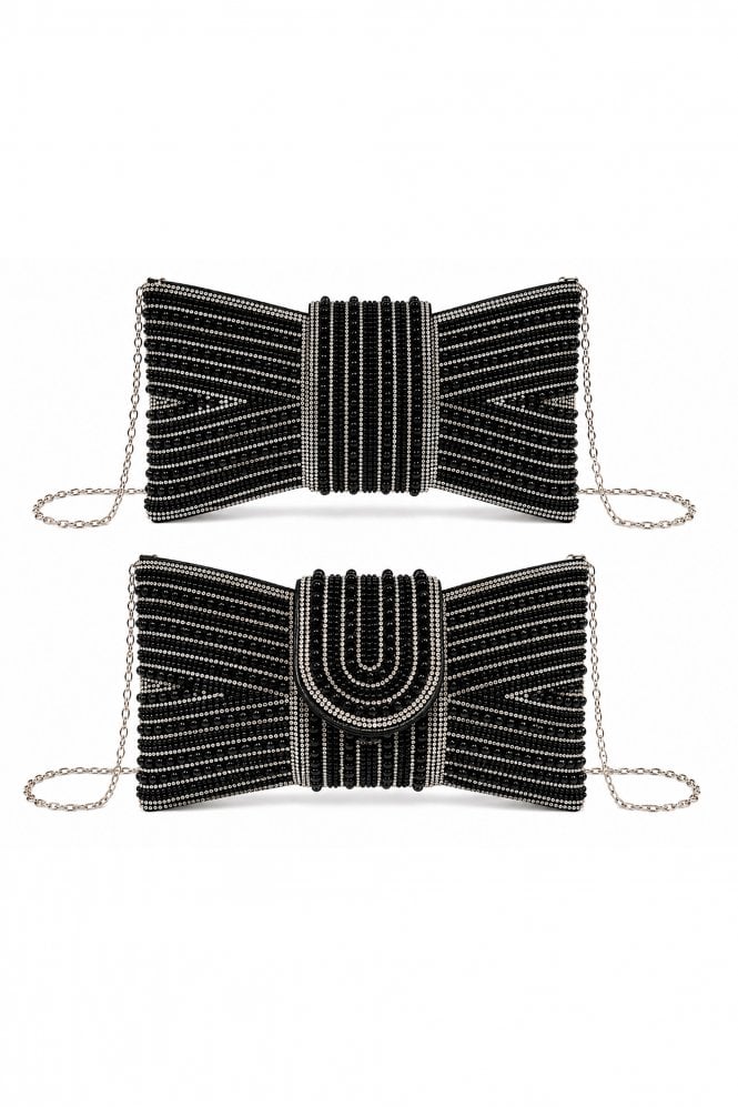 Double Second Pearl Bow Clutch Bag