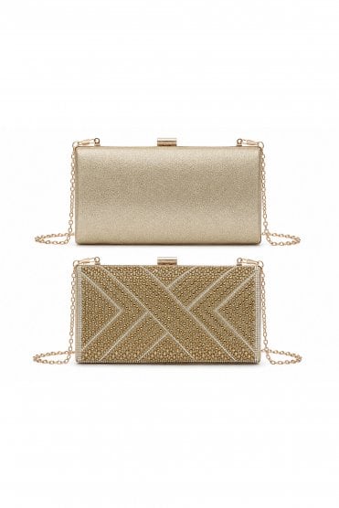 Rhinestone Embellished Box Clutch Bag