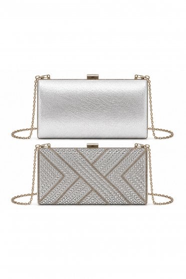 Rhinestone Embellished Box Clutch Bag