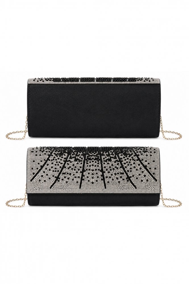 Double Second Rhinestone Embellished Clutch Bag