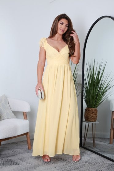 Yellow Wrap Lace Occasional Dress